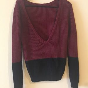 Backless Color-Blocked Sweater